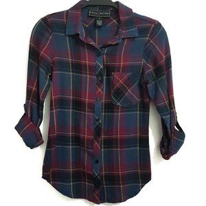 Polly Esther Button down plaid top - Size S